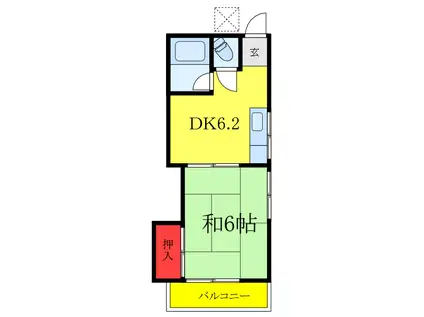 コーポ岸(1DK/1階)の間取り写真