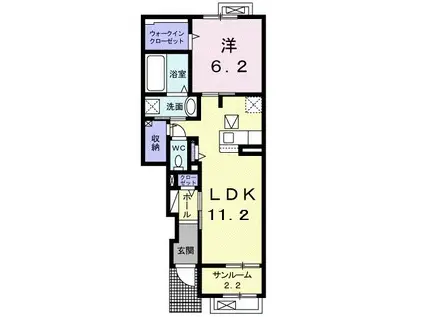 サウスロード(1LDK/1階)の間取り写真
