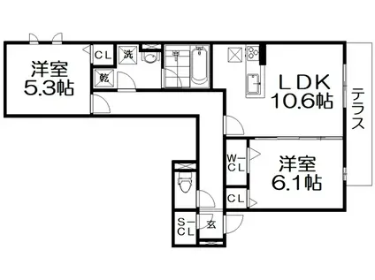 D-RESIDENCE枚方上之町(2LDK/1階)の間取り写真