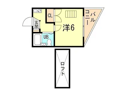 ビギン鳥羽(1K/2階)の間取り写真