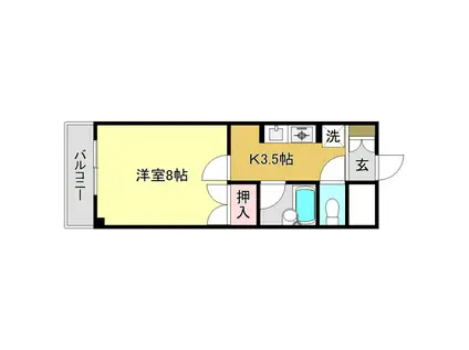 ミタニマンションIII(1K/9階)の間取り写真