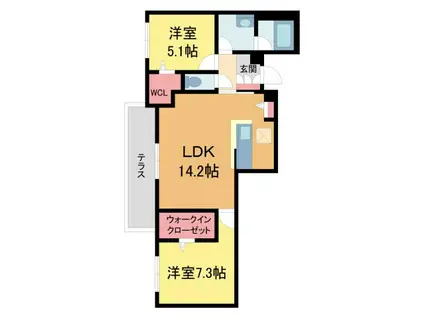 SHAMAISON GREENAGE 日野町(2LDK/1階)の間取り写真