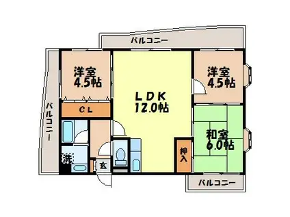 アールグレイマンション浜田(3LDK/3階)の間取り写真