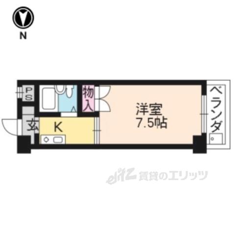 フレーズⅠ(1K/1階)の間取り写真