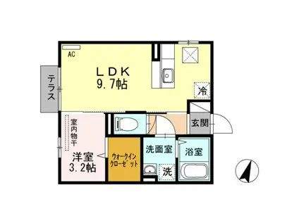 フレッサ B(1LDK/1階)の間取り写真