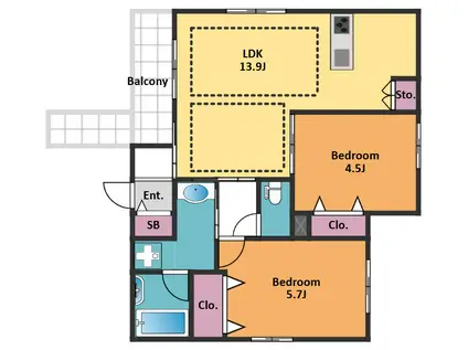 カーサ・ドマーニ(2LDK/2階)の間取り写真