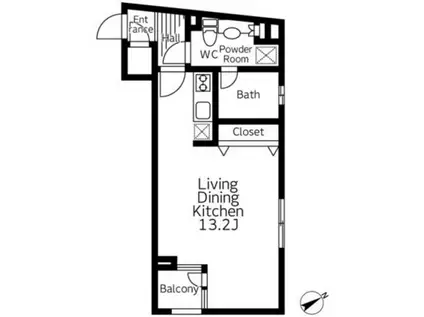 レジデンス広尾(ワンルーム/2階)の間取り写真