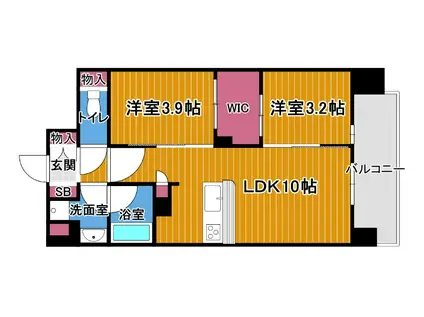 ソルレヴェンテ新梅田(2LDK/14階)の間取り写真