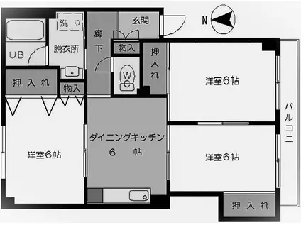 コーポハイブリッジ(3DK/1階)の間取り写真