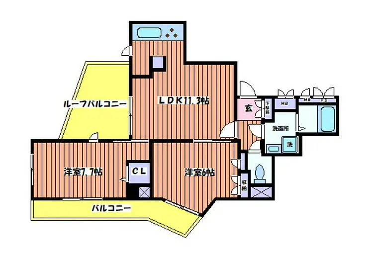 セルベコート立川 7階階 間取り