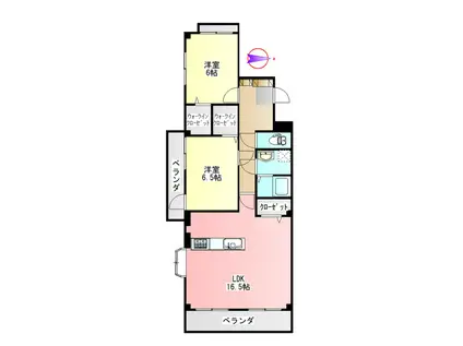 ベアフィールド(2LDK/5階)の間取り写真