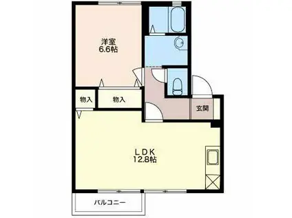 シャルマン城東II(1LDK/1階)の間取り写真