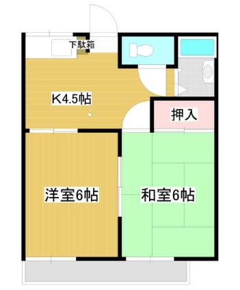 グランデュール上飯田B(2K/2階)の間取り写真