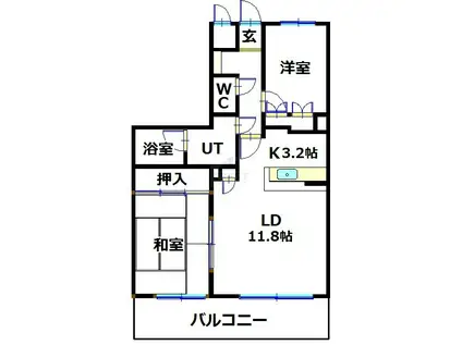 ダイアパレス丸之内二番館(2LDK/5階)の間取り写真