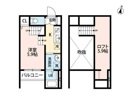 LIBRE八王寺B棟(ワンルーム/2階)の間取り写真