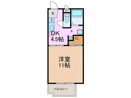 ジョイフルふじつか(1K/2階)の間取り写真