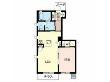 ルミエール・ヴェールC(1LDK/1階)の間取り写真