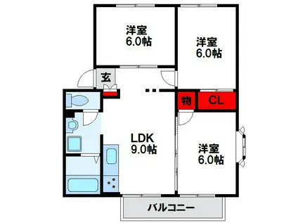 サンビレッジ福間(3LDK/2階)の間取り写真