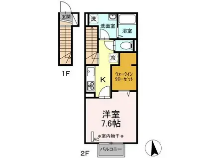 ノーブル(1K/2階)の間取り写真