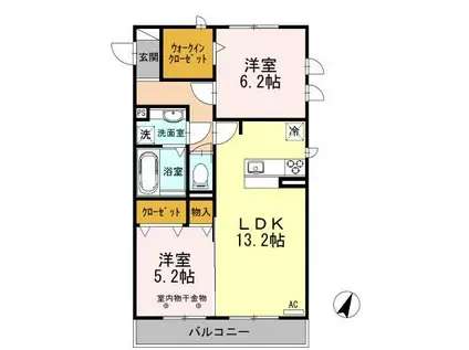 フェリーク(2LDK/3階)の間取り写真