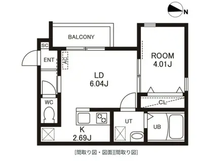 CHERIM竹下II(1LDK/1階)の間取り写真