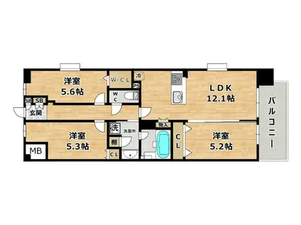 スプランディッドイレブン(3LDK/5階)の間取り写真