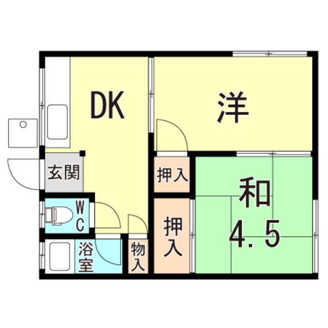 長田区高東町アパート(2K/1階)の間取り写真