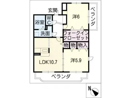 ルミエール栄(2LDK/1階)の間取り写真