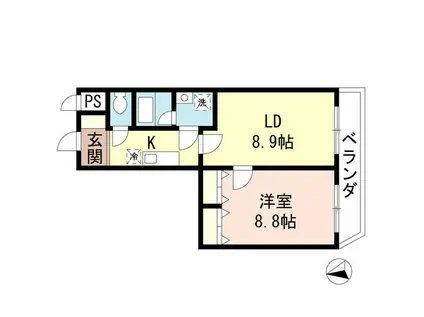 メゾンドシャルマン(1LDK/2階)の間取り写真
