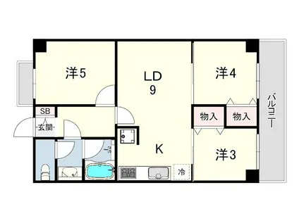 ライオンズマンション西明石(3LDK/3階)の間取り写真
