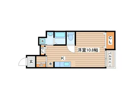 ウィステリア大和町(ワンルーム/1階)の間取り写真