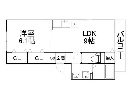 シャルム蒲生(1LDK/1階)の間取り写真
