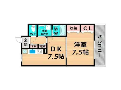 アージュ・ヴェール(1LDK/1階)の間取り写真