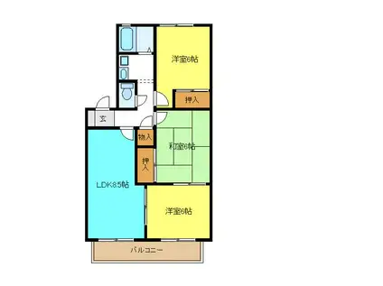 ハイツオカダ(3LDK/2階)の間取り写真