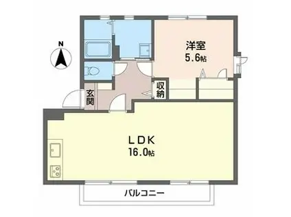 グリーンハイツ高塚(1LDK/1階)の間取り写真