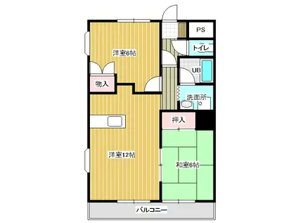 シュアヒルズII(2LDK/2階)の間取り写真
