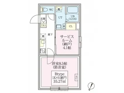 スカイラシクラス田園調布本町(1SK/3階)の間取り写真