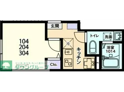 パークテラス大和(1K/1階)の間取り写真