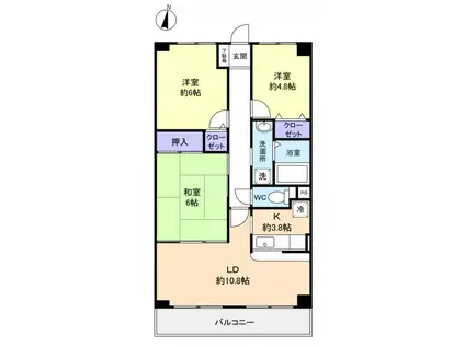 スミィードアネックス(3LDK/6階)の間取り写真