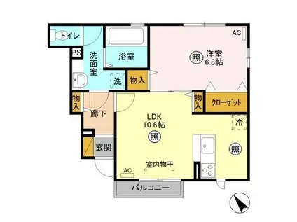 ソラーレ102(1LDK/1階)の間取り写真