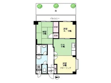 ホーユーパレス菊名(3DK/1階)の間取り写真