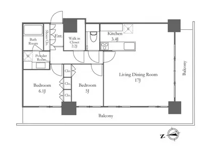 リエトコートアルクスタワー(2LDK/10階)の間取り写真
