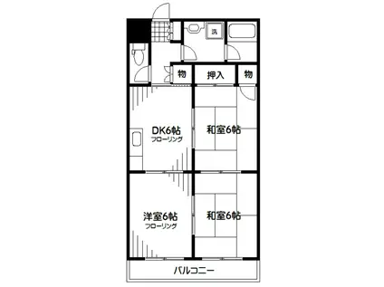 前島マンション(3DK/1階)の間取り写真