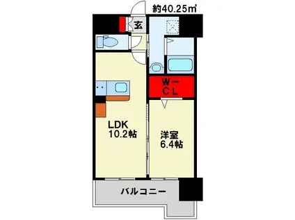 グランヒルズ三萩野(1LDK/7階)の間取り写真