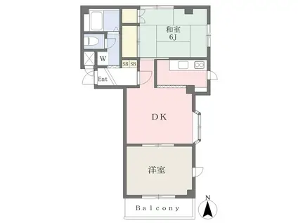 タカラ峰ハイツB棟(2DK/3階)の間取り写真