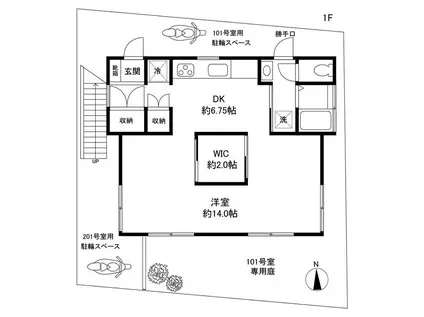 KOTI下石神井(1DK/1階)の間取り写真