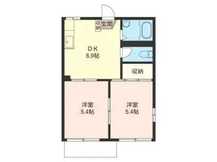 タウニーおかべ(2DK/1階)の間取り写真