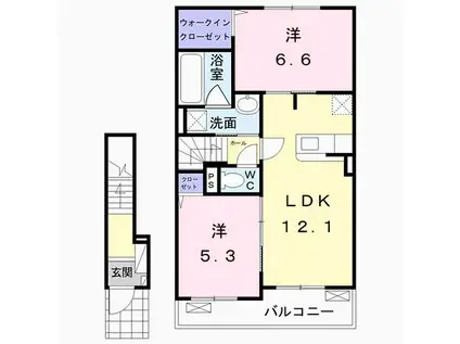コリーナ デュオ(2LDK/2階)の間取り写真