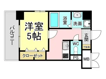 エターナルプレイス芳賀(1K/3階)の間取り写真