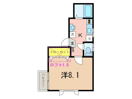 マルメロ(1K/2階)の間取り写真